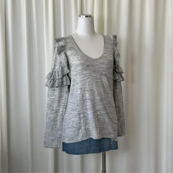 Lilly Pulitzer Fresca Sweater ruffled sleeves V-neck size Large. - Picture 2 of 8